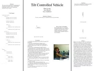 Tilt Controlled Vehicle