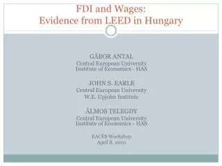 FDI and Wages: Evidence from LEED in Hungary