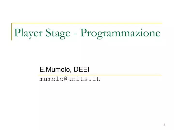 player stage programmazione