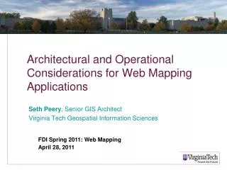 Architectural and Operational Considerations for Web Mapping Applications