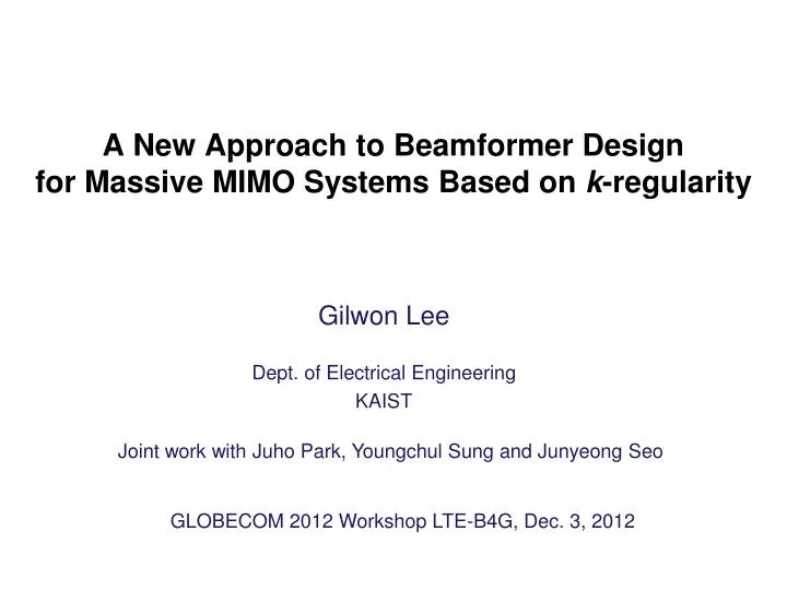 a new approach to beamformer design for massive mimo systems based on k regularity