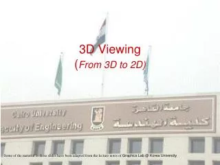 3D Viewing ( From 3D to 2D)