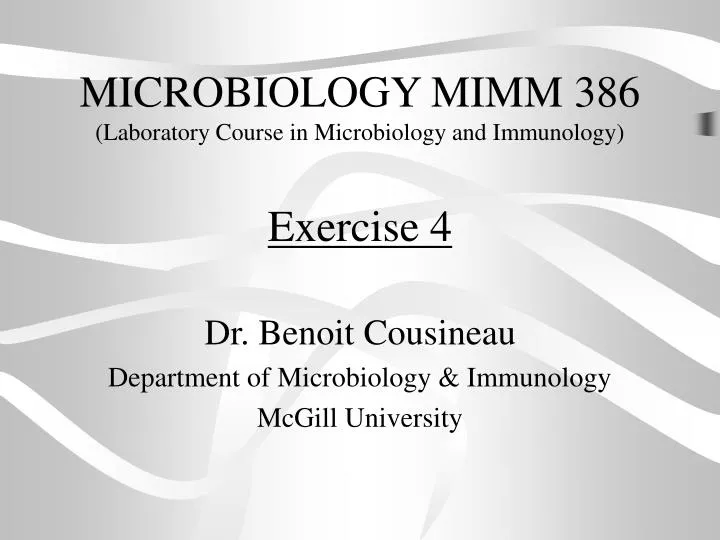 microbiology mimm 386 laboratory course in microbiology and immunology