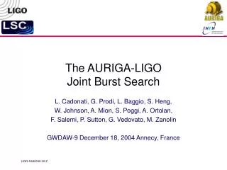 The AURIGA-LIGO Joint Burst Search