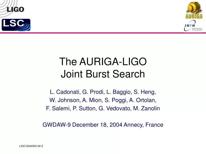 the auriga ligo joint burst search