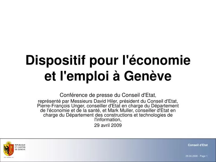 dispositif pour l conomie et l emploi gen ve