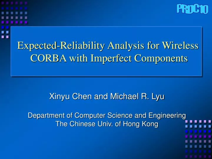 expected reliability analysis for wireless corba with imperfect components