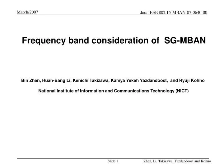 frequency band consideration of sg mban