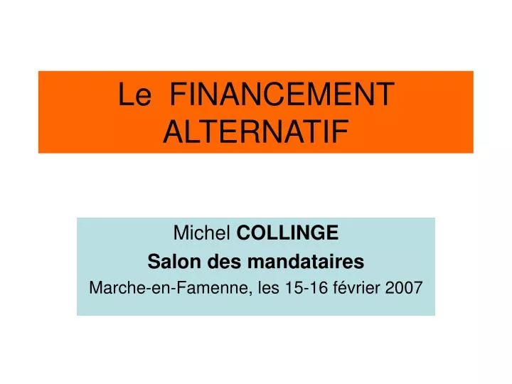 le financement alternatif