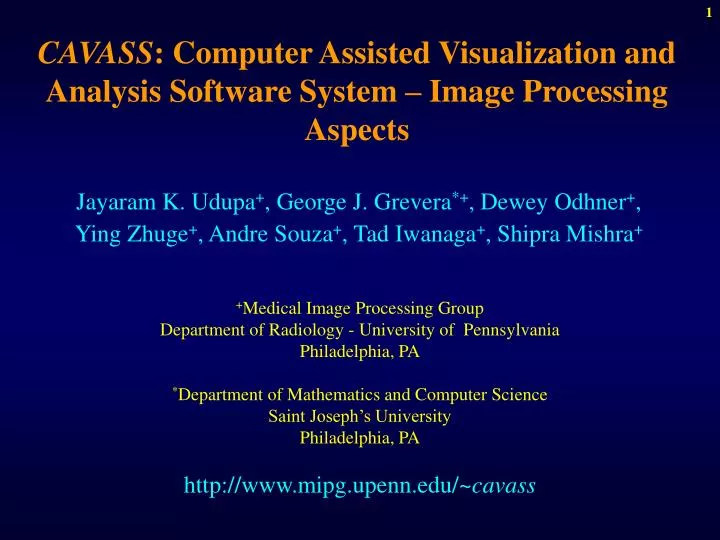 cavass computer assisted visualization and analysis software system image processing aspects