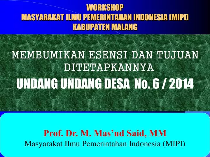workshop masyarakat ilmu pemerintahan indonesia mipi kabupaten malang