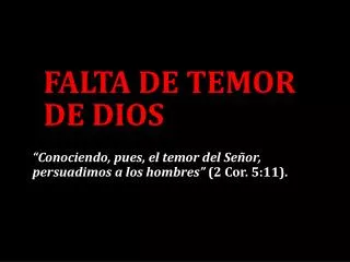 falta de temor de dios