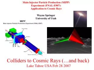 Main Injector Particle Production (MIPP) Experiment (FNAL-E907): Application to Cosmic Rays