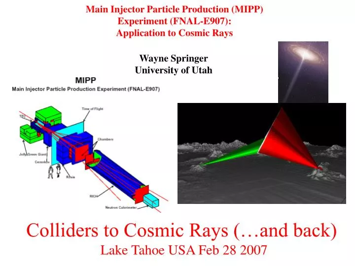 main injector particle production mipp experiment fnal e907 application to cosmic rays