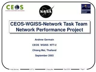 CEOS-WGISS-Network Task Team Network Performance Project