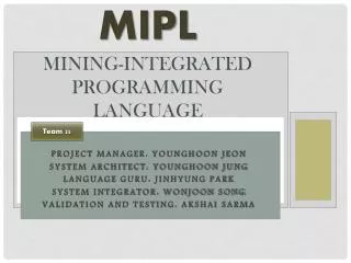MIPL Mining-Integrated Programming Language