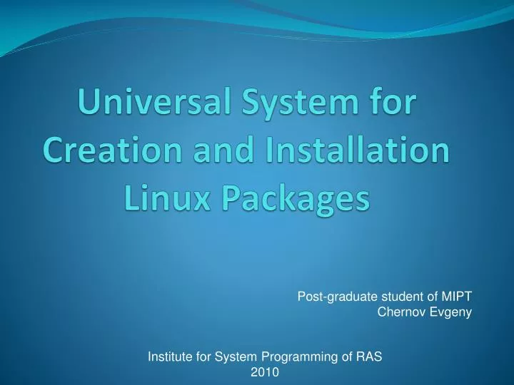 universal system for creation and installation linux packages