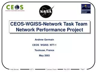 CEOS-WGISS-Network Task Team Network Performance Project