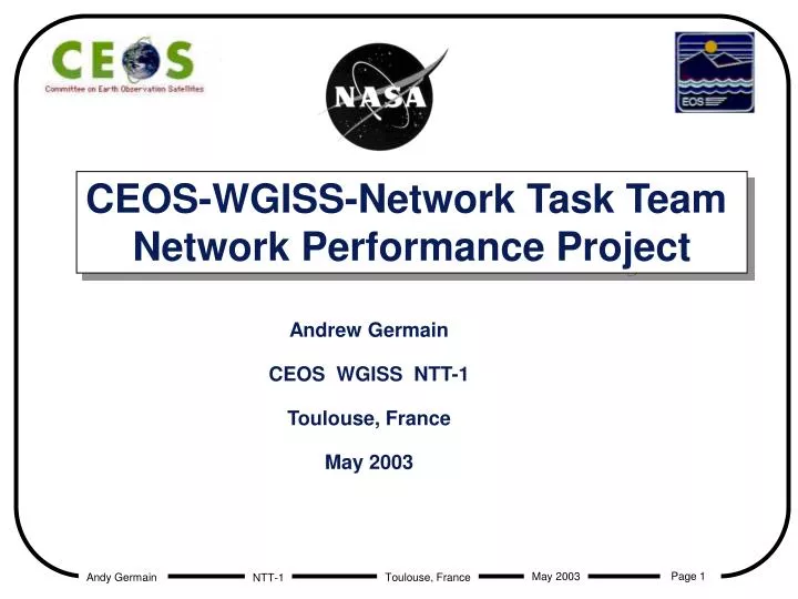 ceos wgiss network task team network performance project
