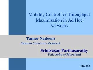 Mobility Control for Throughput Maximization in Ad Hoc Networks