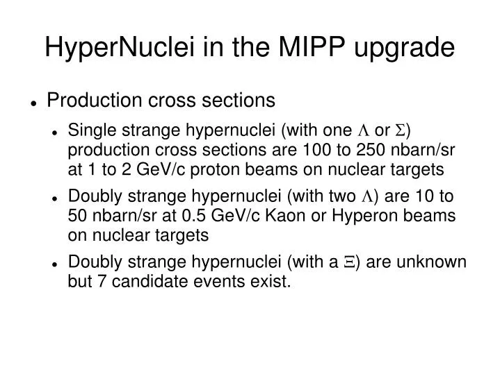 hypernuclei in the mipp upgrade