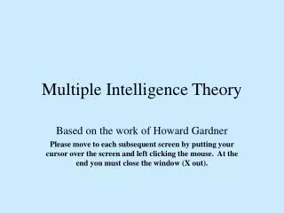 Multiple Intelligence Theory