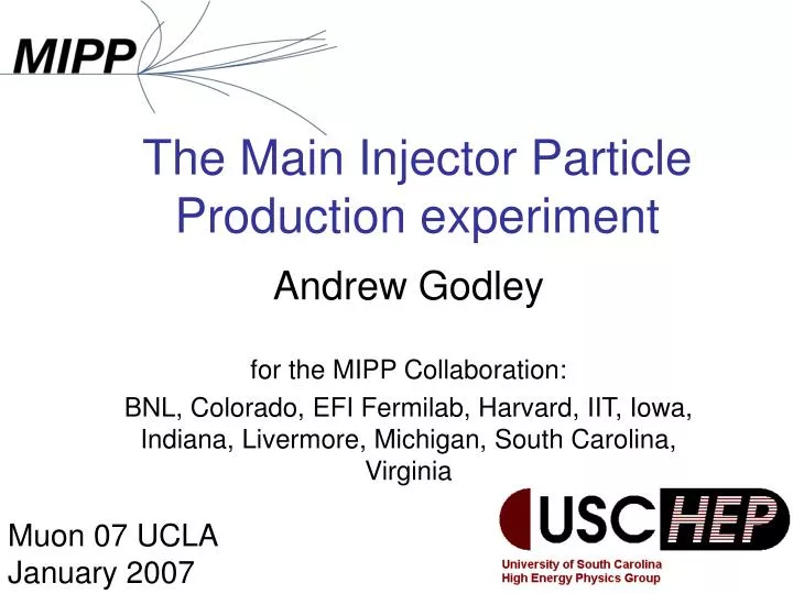 the main injector particle production experiment