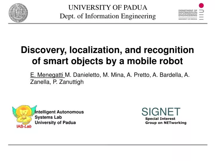 discovery localization and recognition of smart objects by a mobile robot