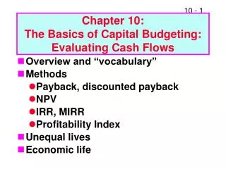 chapter 10 the basics of capital budgeting evaluating cash flows