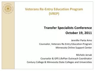 Veterans Re-Entry Education Program (VREP)