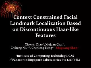Context Constrained Facial Landmark Localization Based on Discontinuous Haar-like Features