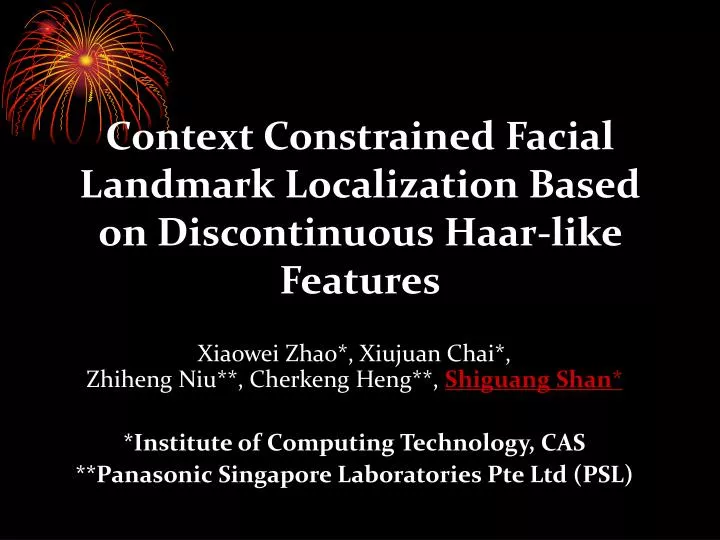 context constrained facial landmark localization based on discontinuous haar like features