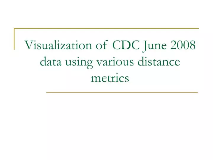 visualization of cdc june 2008 data using various distance metrics