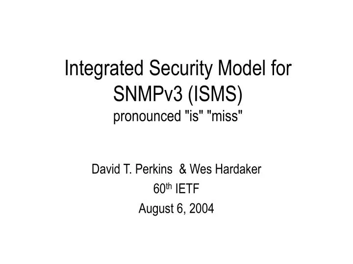 integrated security model for snmpv3 isms pronounced is miss