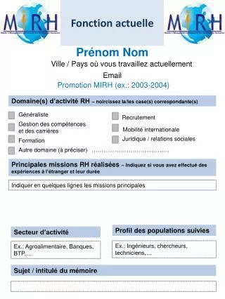 fonction actuelle