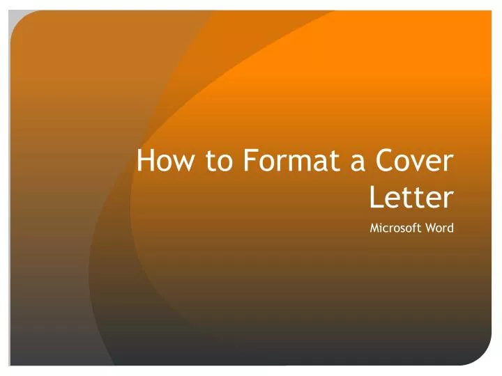 how to format a cover letter