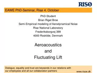 EAWE PhD-Seminar, Risø 4. October