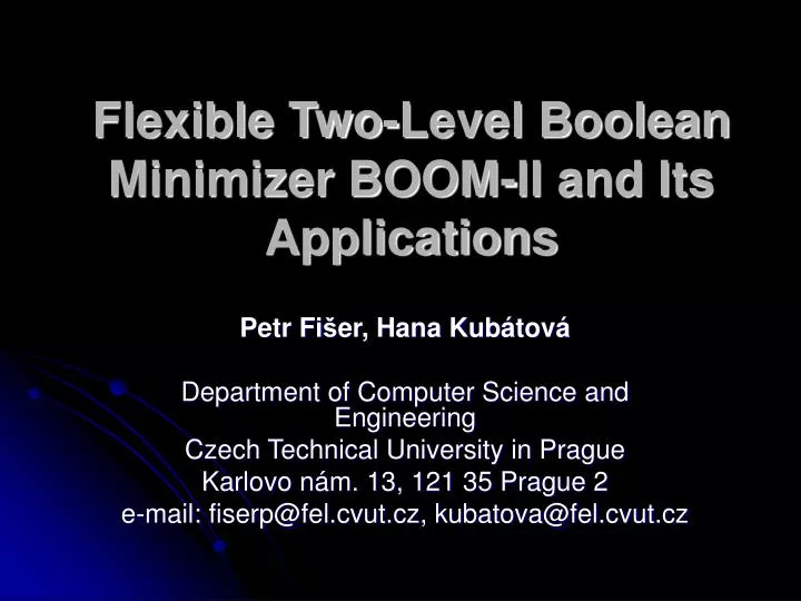 flexible two level boolean minimizer boom ii and its applications