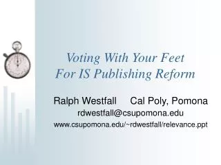 Voting With Your Feet For IS Publishing Reform