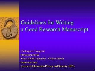 Guidelines for Writing a Good Research Manuscript