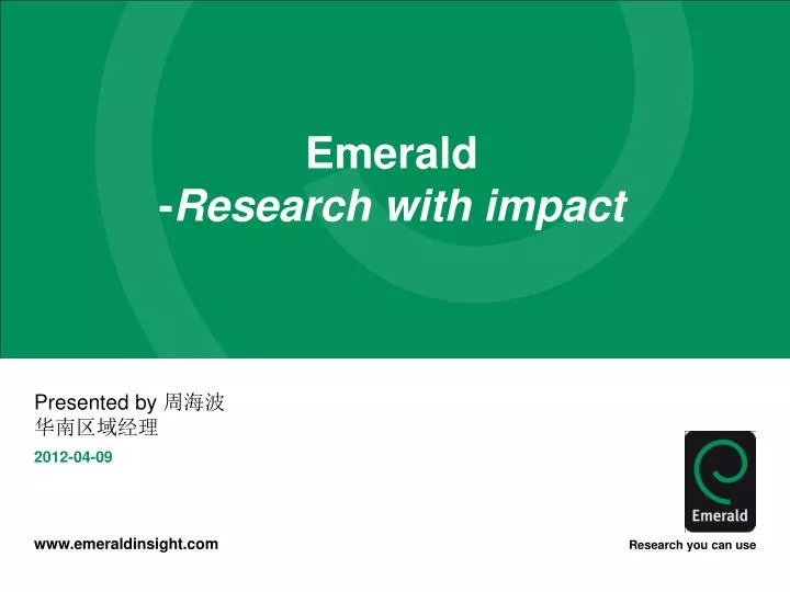 emerald research with impact