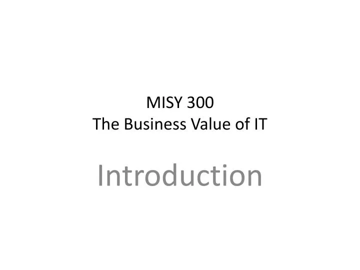 misy 300 the business value of it