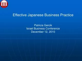 Effective Japanese Business Practice