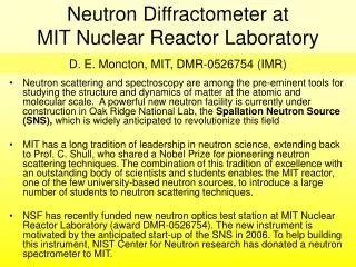 Neutron Diffractometer at MIT Nuclear Reactor Laboratory