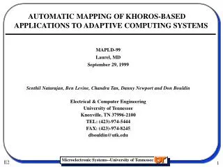 AUTOMATIC MAPPING OF KHOROS-BASED APPLICATIONS TO ADAPTIVE COMPUTING SYSTEMS