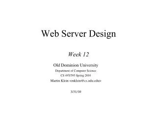 Web Server Design Week 12