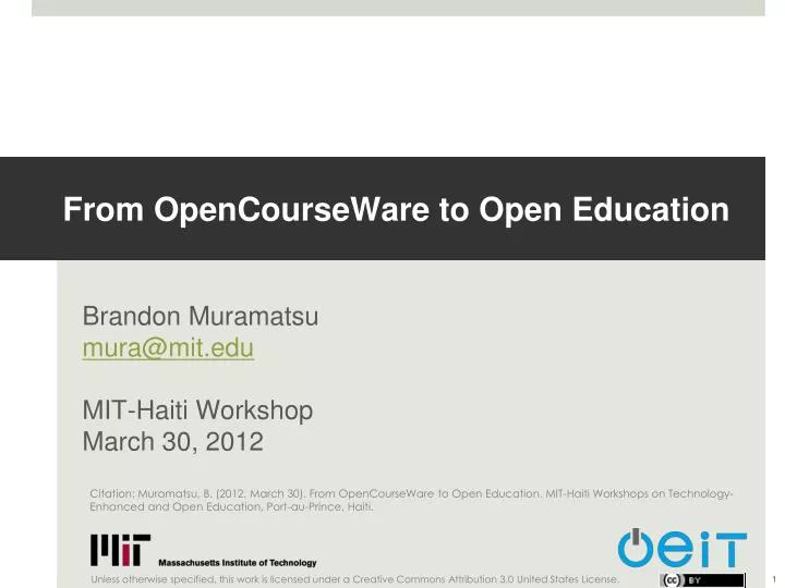 from opencourseware to open education