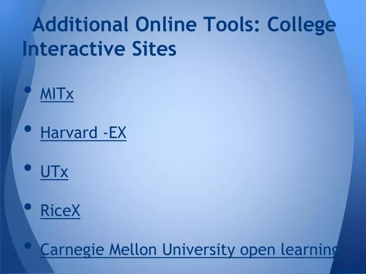 additional online tools college interactive sites