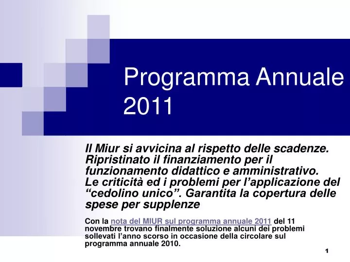 programma annuale 2011