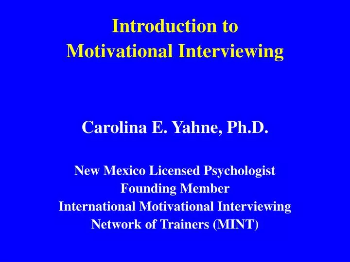 introduction to motivational interviewing